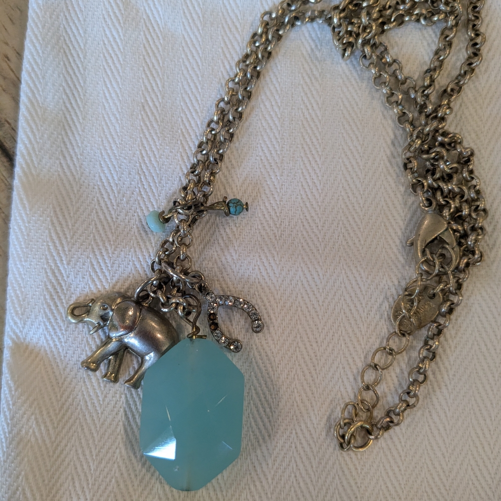 J. Crew Silver and Blue Vintage-Inspired Necklace